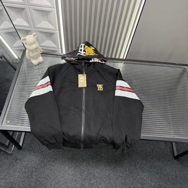 High Quality Burberry Coat Black Embroidered Collection