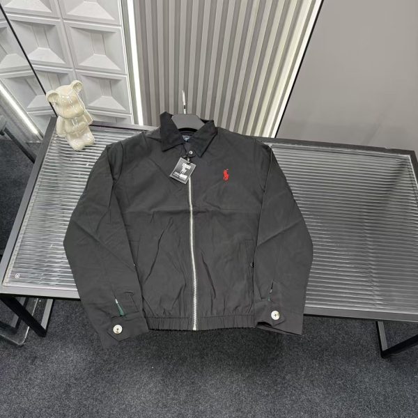 Premium Ralph Lauren Coat Black Embroidered Luxury