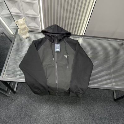 Best Selling Prada Coat Black Patchwork Luxury