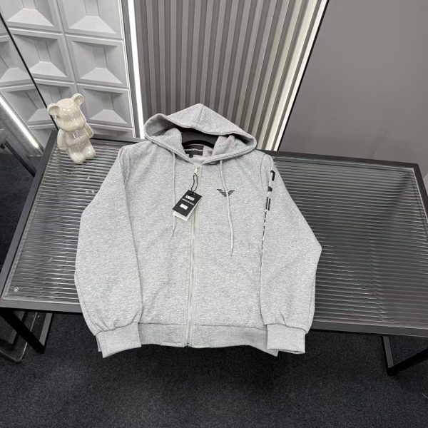 Premium Armani Coat Gray Logo Luxury