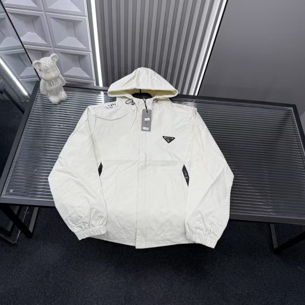 Best Selling Prada Coat White Logo Collection
