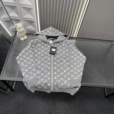 High Quality Louis Vuitton Coat Gray Knit Jacquard Collection