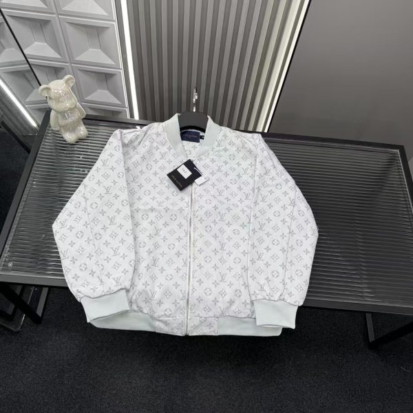 Premium Louis Vuitton Coat Black Leather Print Style