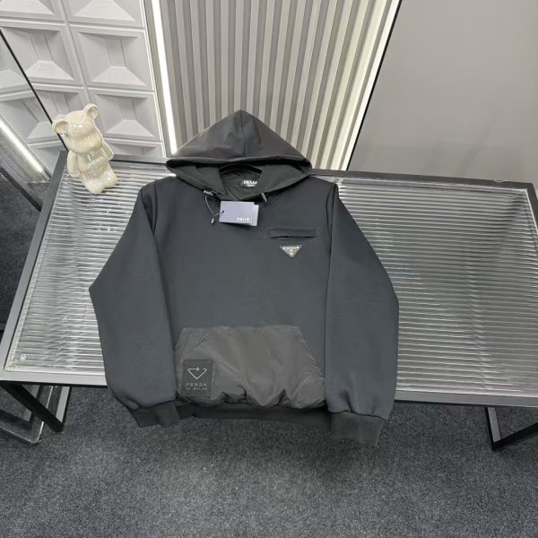 Premium Quality Prada Sweatshirts Black Leather Collection