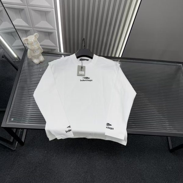 Luxury Balenciaga Long Sleeves White Embroidered Style