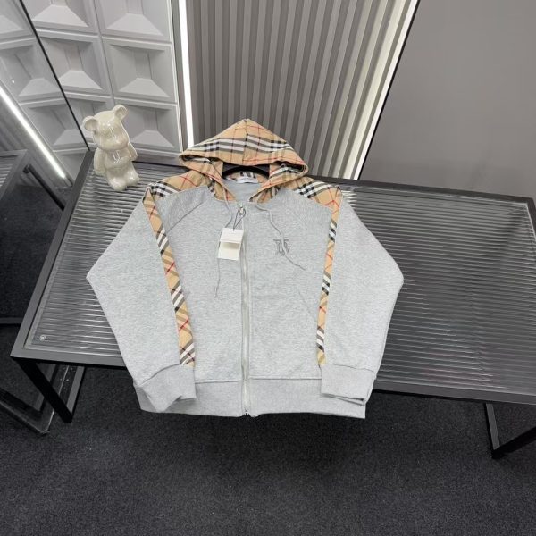 Premium Quality Burberry Coat Gray Striped Luxury