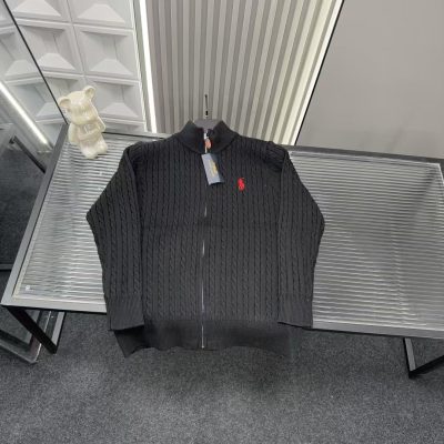 Premium Ralph Lauren Jackets Black Knit Embroidered Luxury