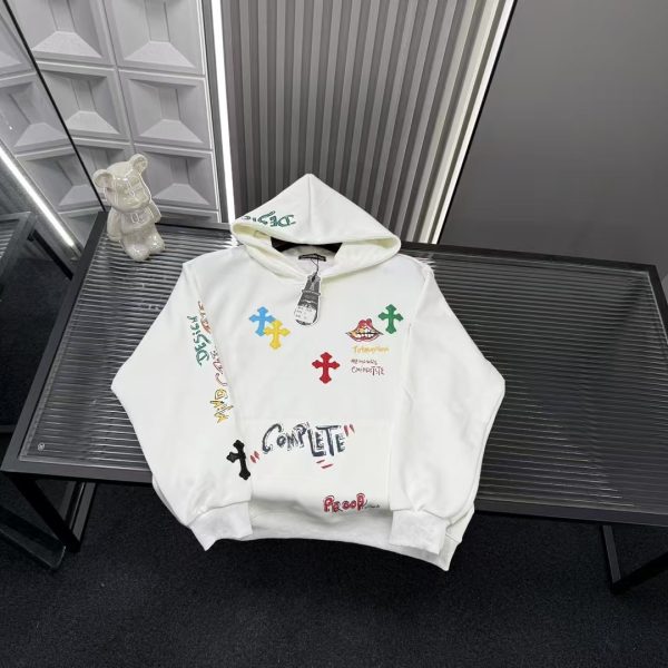 Luxury Chrome Hearts Sweatshirts White Leather Embroidery Style