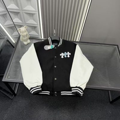 Best Selling Chrome Hearts Coat Black Leather Patchwork Collection