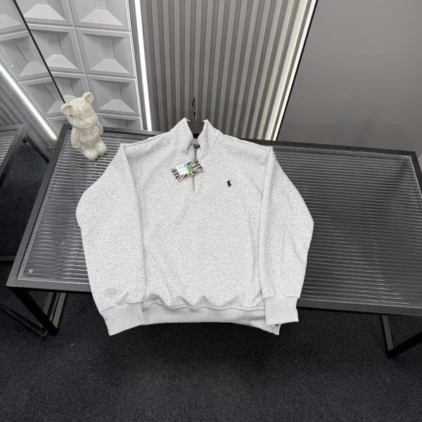 High Quality Ralph Lauren Hoodie Gray Logo Luxury