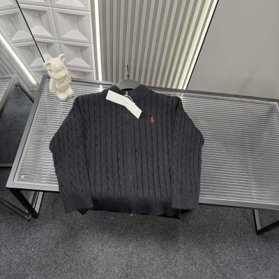 Premium Quality Ralph Lauren Jackets Black Knit Embroidered Luxury