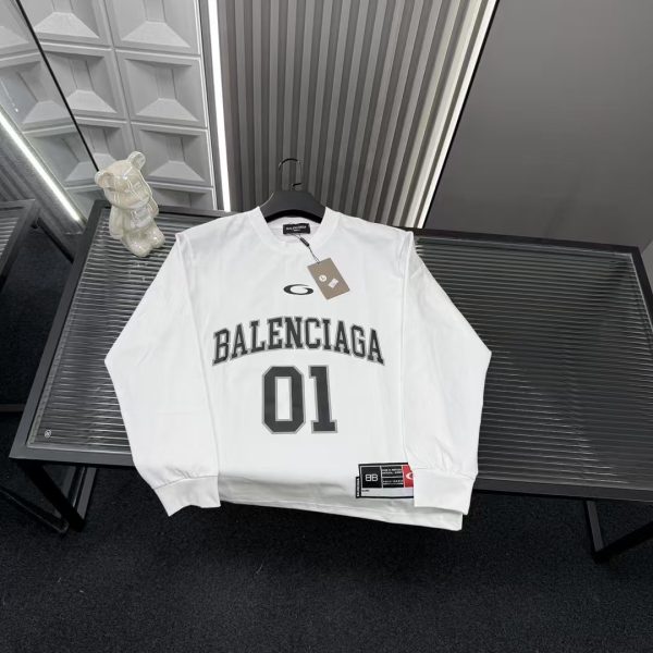 High Quality Balenciaga Sweatshirts White Leather Embroidered Collection