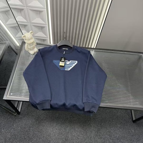 High Quality Armani Sweatshirts Navy Embroidered Luxury
