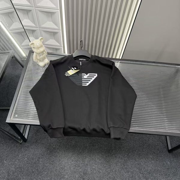 Premium Armani Sweatshirts Black Embroidered Style
