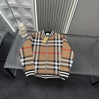 High Quality Burberry Coat Brown Striped Collection