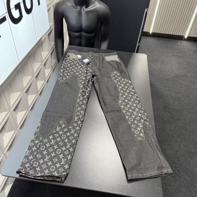 Best Selling Louis Vuitton Jeans Black Jacquard Style