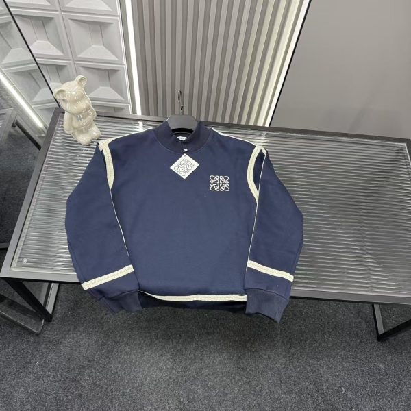 Premium Quality Loewe Sweatshirts Navy Embroidered Luxury