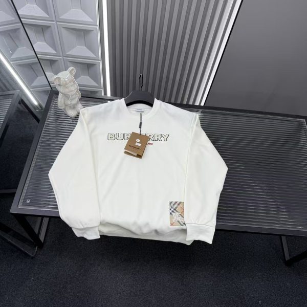 Luxury Burberry Sweatshirts White Embroidery Style