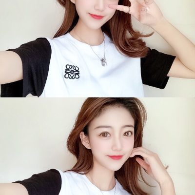 Best Selling Loewe Short Sleeves Black Embroidered Style