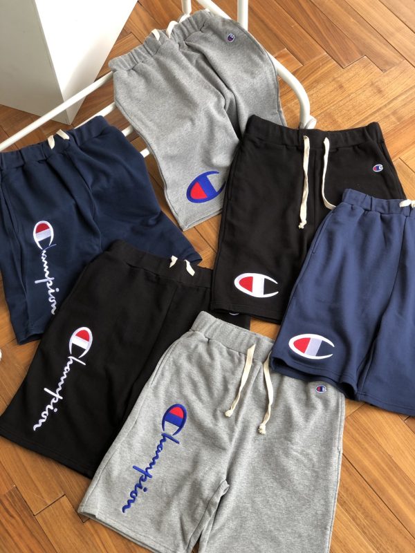High Quality Champion Shorts Black Cotton Logo Collection