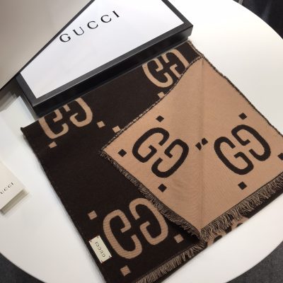 Premium Quality Gucci Scarf Brown Wool Oversized Style