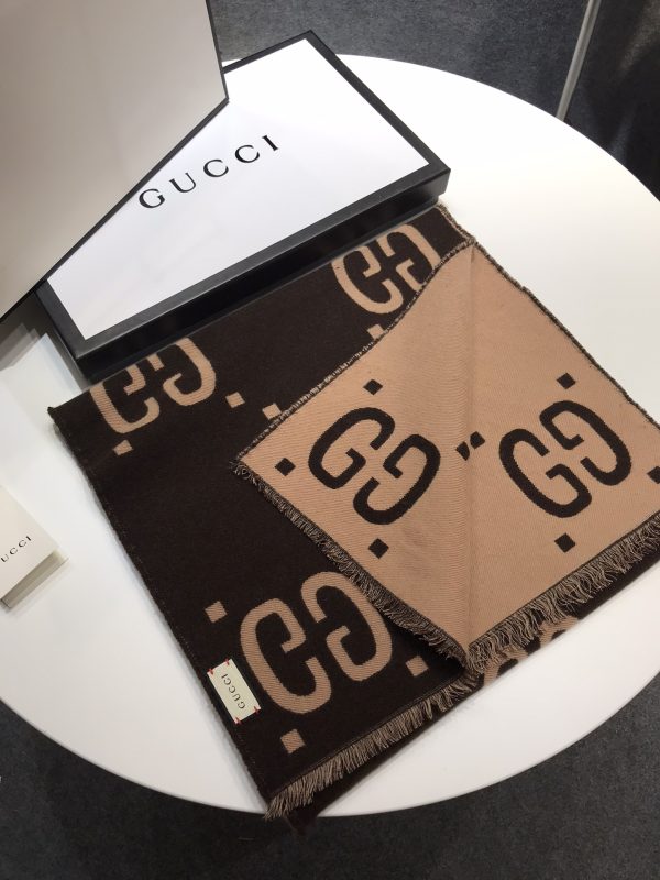 Premium Quality Gucci Scarf Brown Wool Oversized Style