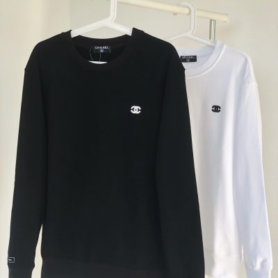 High Quality Chanel Sweatshirts Black Cotton Embroidered Collection