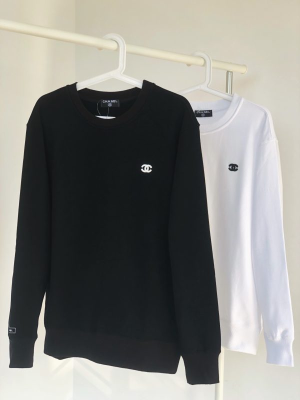 High Quality Chanel Sweatshirts Black Cotton Embroidered Collection