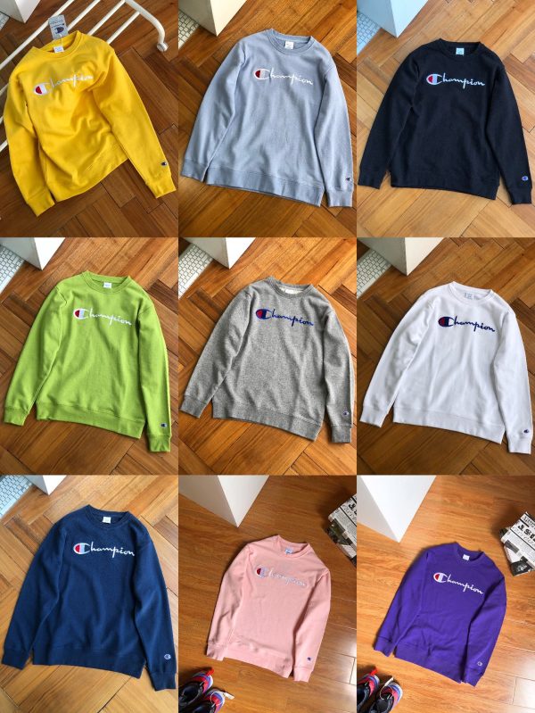High Quality Champion Sweatshirts Yellow Cotton Embroidered Style
