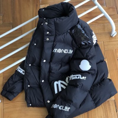 Luxury Moncler Down Jackets Black Leather Print Luxury