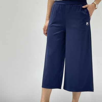 Premium Fila Wide-Leg Pants Blue Logo Luxury