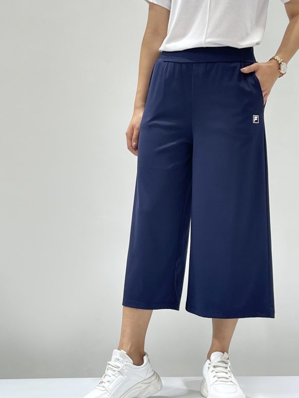 Premium Fila Wide-Leg Pants Blue Logo Luxury