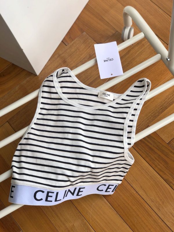 High Quality Celine Suspenders Striped Style