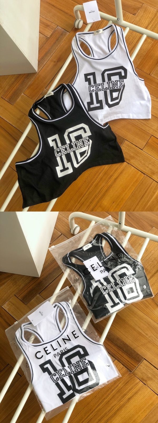 Premium Celine Vest Black Cotton Logo Style