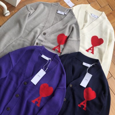 Premium Ami Sweaters White Cotton Logo Style