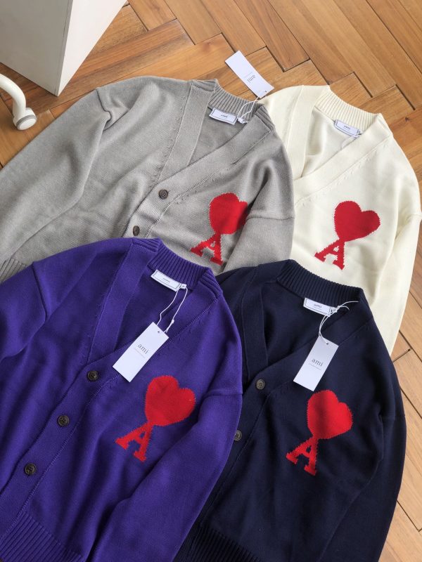 Premium Ami Sweaters White Cotton Logo Style