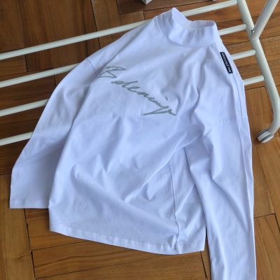 High Quality Balenciaga Long Sleeves Silver Cotton Embroidered Style
