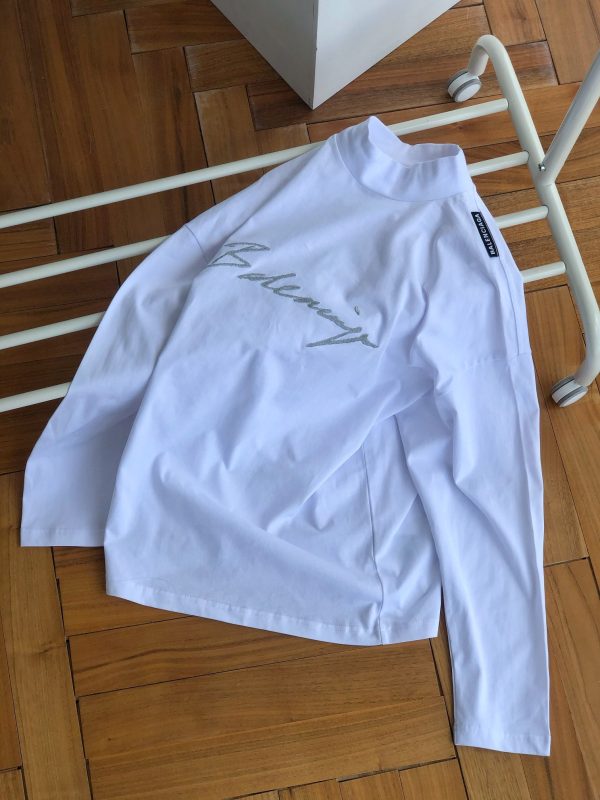 High Quality Balenciaga Long Sleeves Silver Cotton Embroidered Style