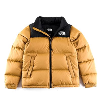 Luxury The North Face Down Jacket Gold Nylon Embroidery Style
