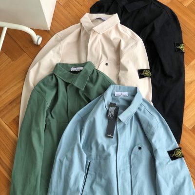 Premium Quality Stone Island Shirt White Cotton Washed Luxury