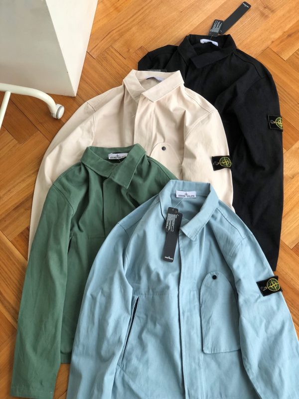 Premium Quality Stone Island Shirt White Cotton Washed Luxury