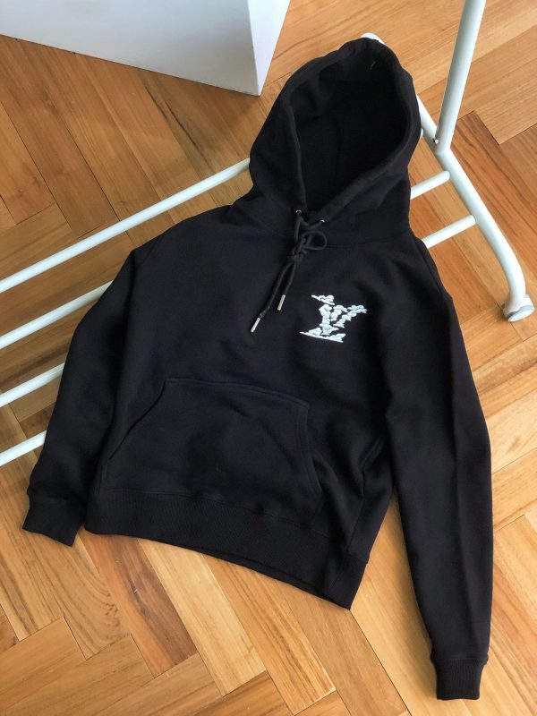 Premium Quality Louis Vuitton Sweatshirts Black Embroidered Collection