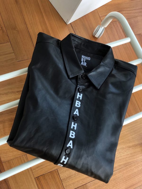 Premium Hood By Air Shirts Black Leather Logo Collection