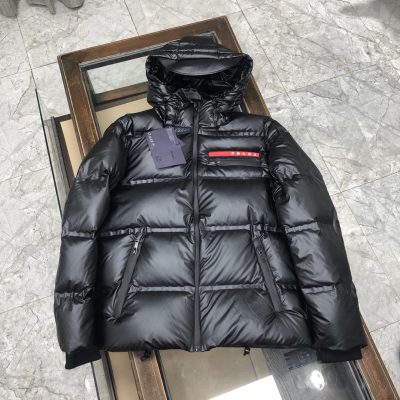 High Quality Prada Down Jacket Red Cotton Casual Style