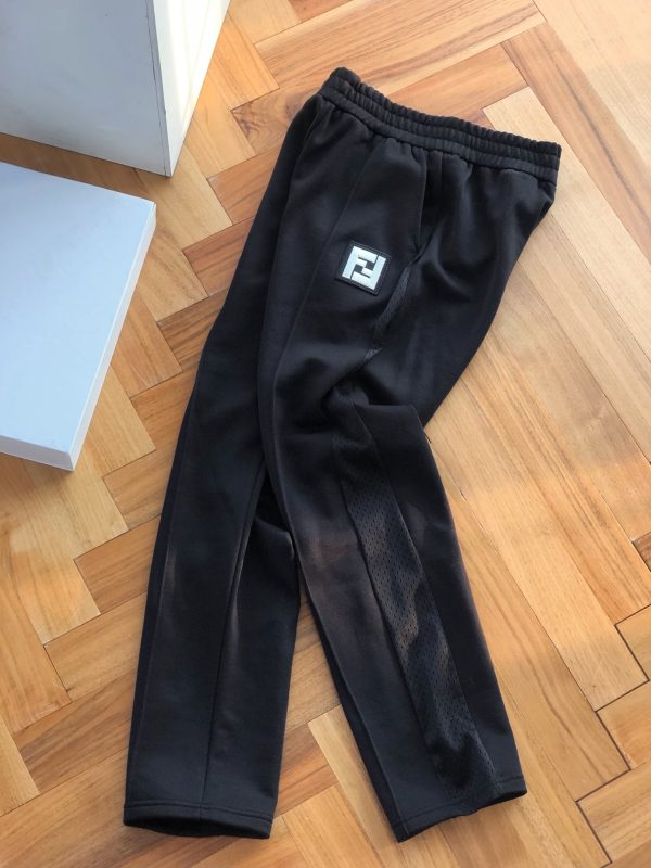 Luxury Fendi Sweatpants Black Cotton Embroidered Style