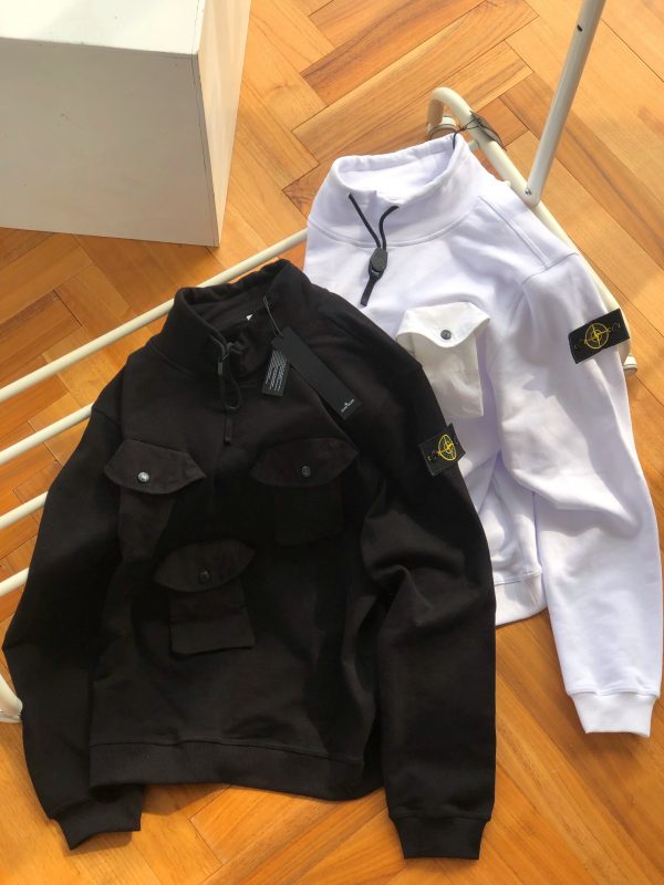 High Quality Stone Island Hoodie White Washed Style