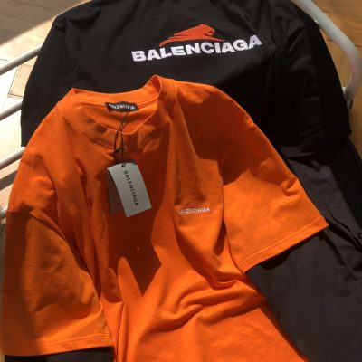 High Quality Balenciaga Shirt Orange Cotton Embroidered Luxury