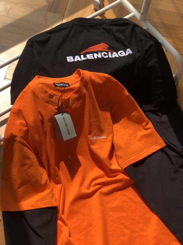 High Quality Balenciaga Shirt Orange Cotton Embroidered Luxury