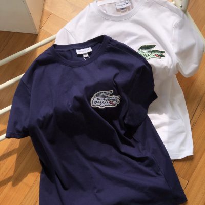 Luxury Lacoste Short Sleeves White Cotton Embroidery Style
