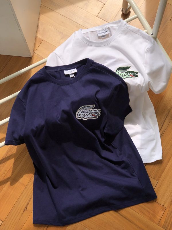 Luxury Lacoste Short Sleeves White Cotton Embroidery Style